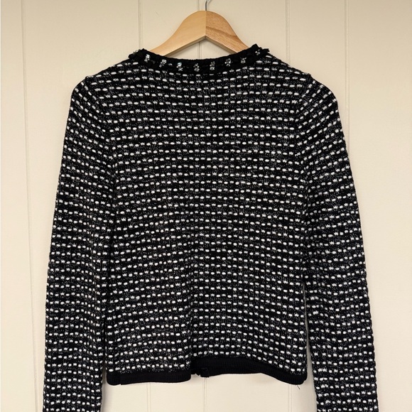 White House Black Market Embellished Tweed Sweater Jacket with Rhinestone Detail - Picture 5 of 6